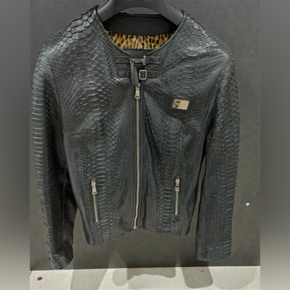 Dolce & Gabbana Black Genuine Python Leather Jacket